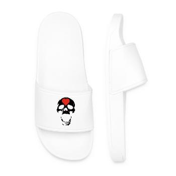 The Black Skull and the Heart - Men’s Pool Sliders - white - Front