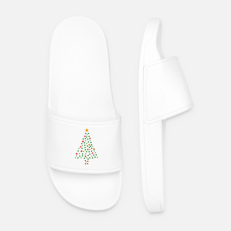 Weihnachtsbaum - Gepunktet - Männer Badelatschen - Weiß