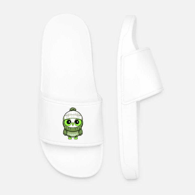 Owl Winter Comic - Men’s Pool Sliders - white