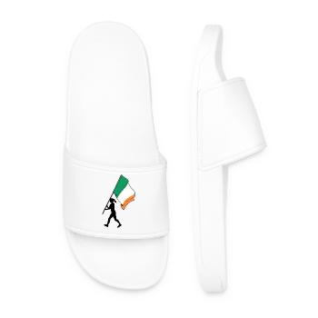Flag Ireland Woman Walking - Men’s Pool Sliders - white - Front