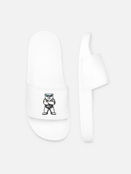 Polar Bear Comic - Men’s Pool Sliders - white