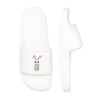 Easter bunny with Easter eggs - Men’s Pool Sliders - white - Front