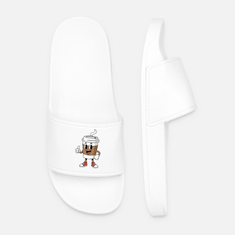 Cartoon Kaffeetasse Comic Koffein - Männer Badelatschen - Weiß