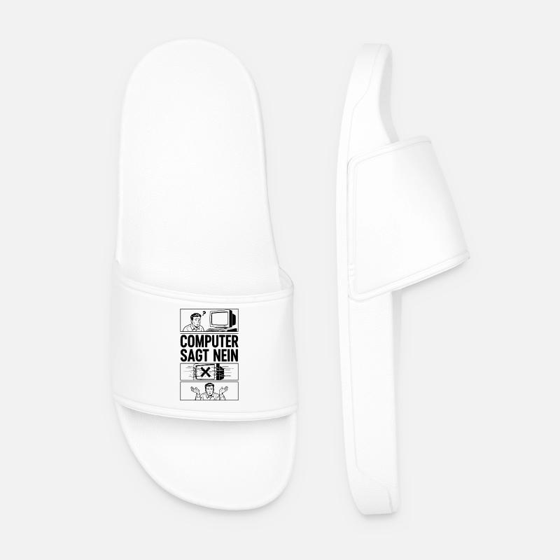 Computer Says No Comic Design - Men’s Pool Sliders - white