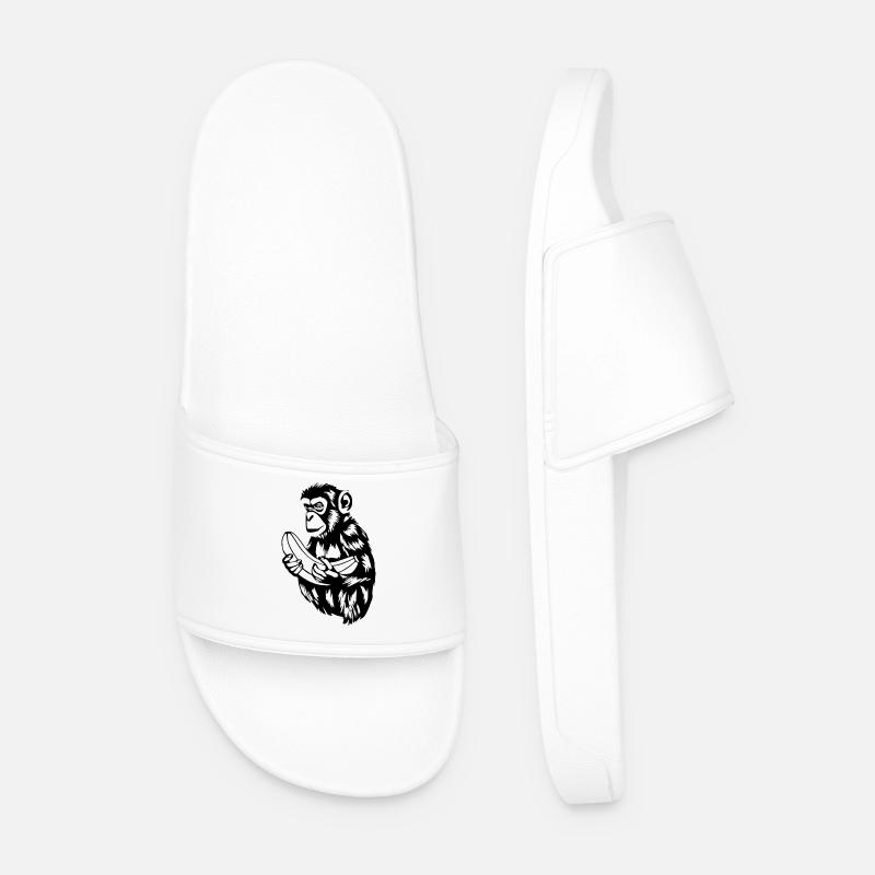 Affe mit Banane T-shirt Geschenk - Männer Badelatschen - Weiß