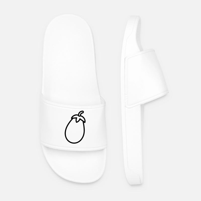 Aubergine - Männer Badelatschen - Weiß
