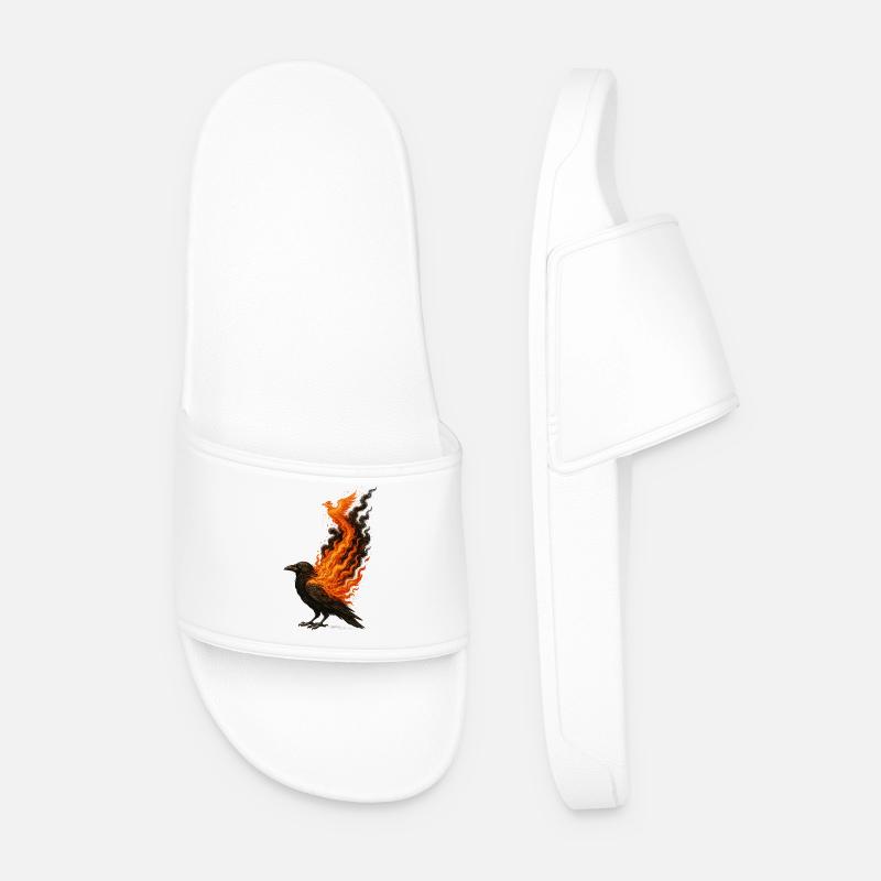 Phoenix Raven: Fire Rebirth - Men’s Pool Sliders - white