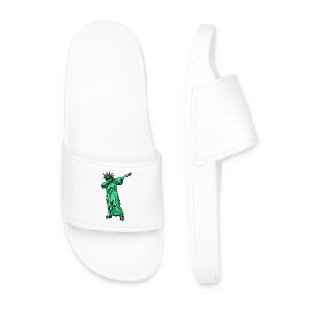 Dabbing Statue of Liberty - Men’s Pool Sliders - white - Front