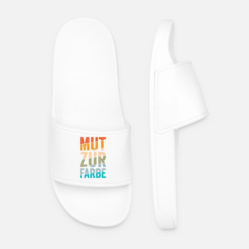 Mut zur Farbe Retro-Blockschrift - Männer Badelatschen - Weiß
