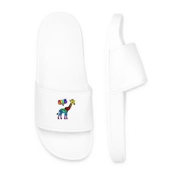 LGBT Gay Pride Giraffe Rainbow Flag Rainbow - Men’s Pool Sliders - white - Front