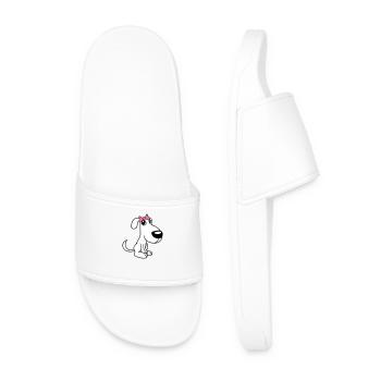 chien assis petit jolie dame arc femelle - Claquettes Homme - blanc - Devant
