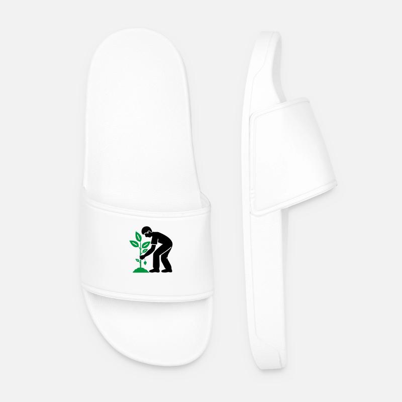 Tree Plants Garden Environment - Men’s Pool Sliders - white