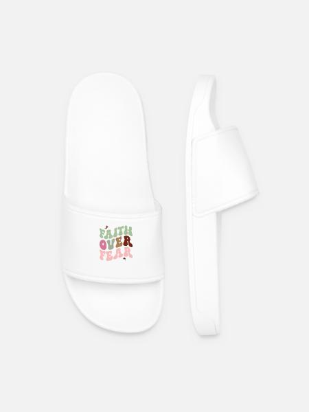 Faith Over Fear - Men’s Pool Sliders - white