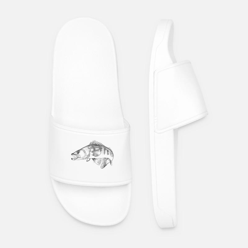 pike-perch - Men’s Pool Sliders - white