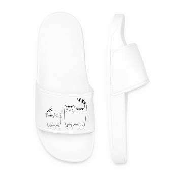 Cats Family Cat Kitten - Men’s Pool Sliders - white - Front