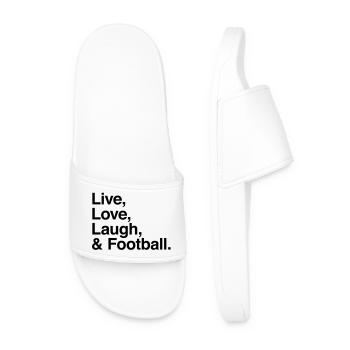 live love laugh and football - passion stade ou tv - Claquettes Homme - blanc - Devant