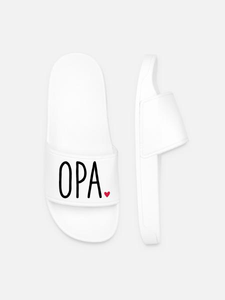 Opa Herz - Geschenk Enkel Liebe - Männer Badelatschen - Weiß