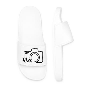 Camera Line Shape Line Drawing - Men’s Pool Sliders - white - Front