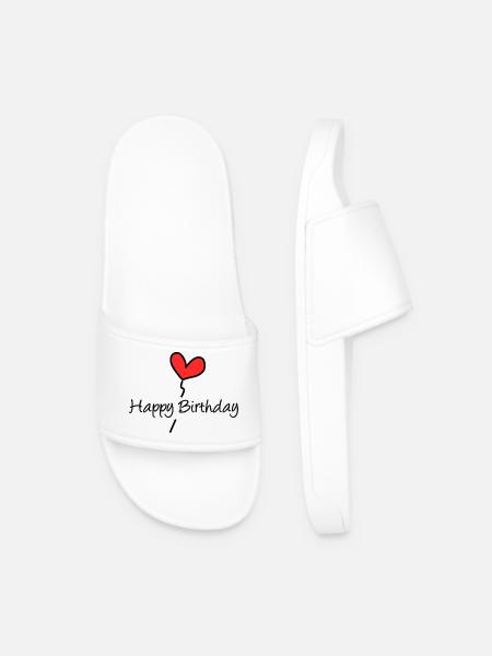 HAPPY BIRTHDAY. JOYEUX ANNIVERSAIRE. ANNIVERSAIRE. - Men’s Pool Sliders - white