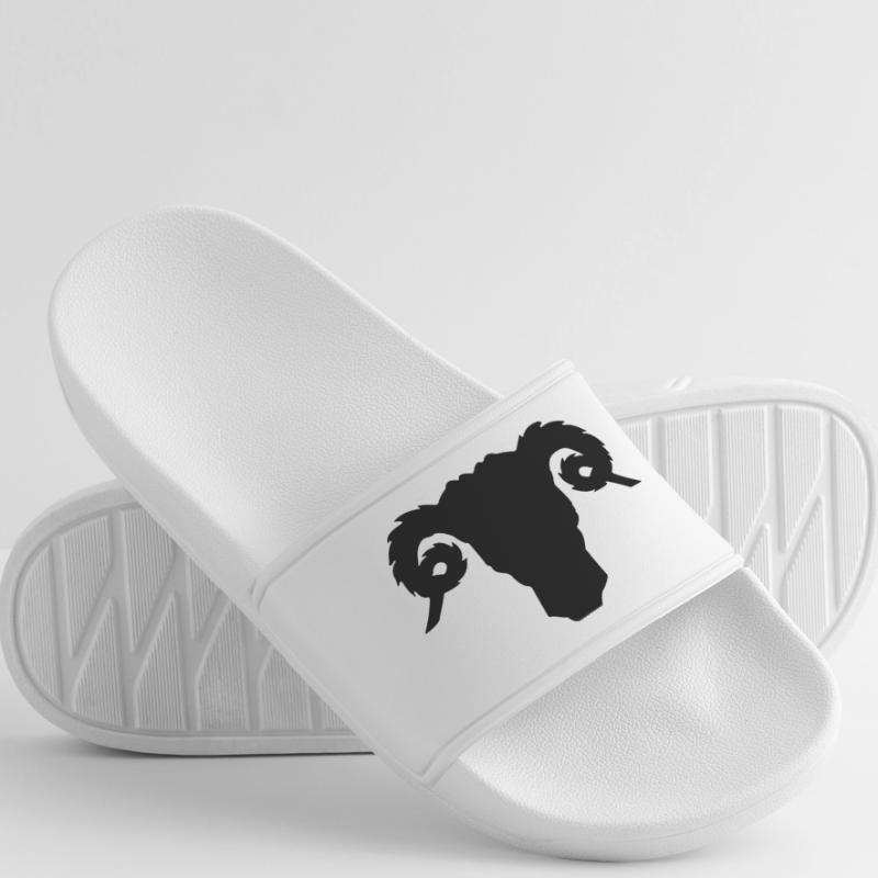 Bock- oder Rammkopfschattenbild Männer Badelatschen