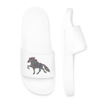 Noble Icelandic horse tölt in trendy colorful - Men’s Pool Sliders - white - Front