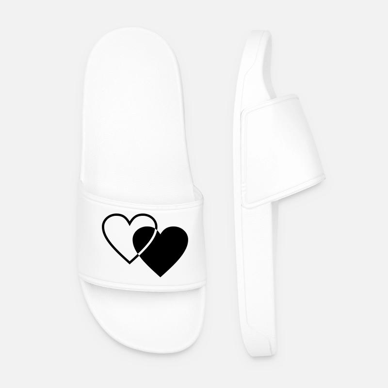 Two hearts - Men’s Pool Sliders - white