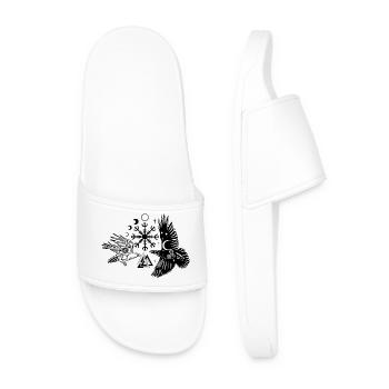 Hugin and Munin with Vegvisir Valknut - Men’s Pool Sliders - white - Front
