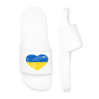 Ukraine Flagge Fahne Grunge Retro Herz - Männer Badelatschen - Weiß - Vorne