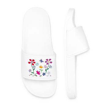 Flower meadow, garden, butterfly - Men’s Pool Sliders - white - Front