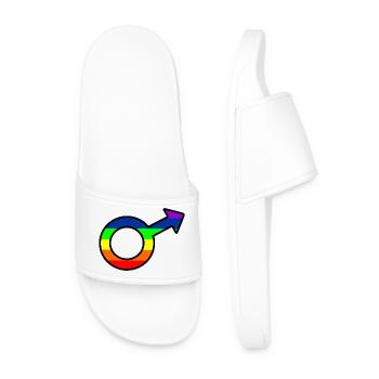Gender Man Logo mit Regenbogen - Männer Badelatschen - Weiß - Vorne