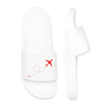 Liebe im Flug, Flugzeug und Herz - Männer Badelatschen - Weiß - Vorne