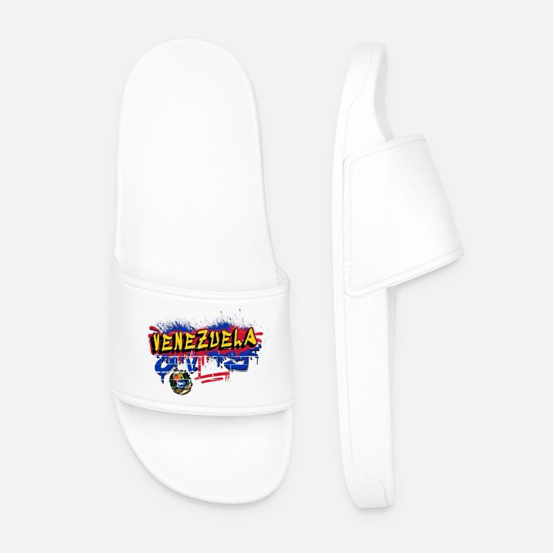 Venezuela graffiti flag design - Men’s Pool Sliders - white