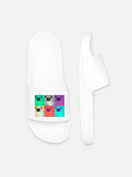 Pop Art Dog Design - Men’s Pool Sliders - white