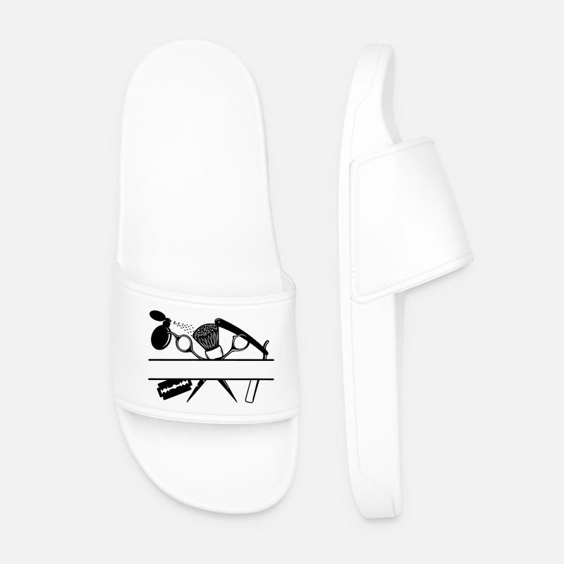 Bannière de texte d’attributs de coiffeurs - Claquettes Homme - blanc