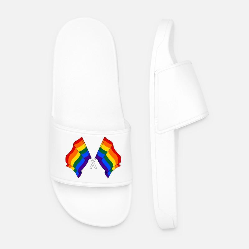 Two rainbow flags - Men’s Pool Sliders - white