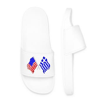 USA flag and Greece flag - Men’s Pool Sliders - white - Front