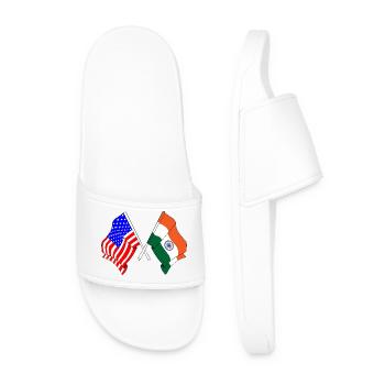 Flag of the United States USA and Flag India - Men’s Pool Sliders - white - Front