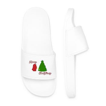 Santa peeing - Christmas Tree - Santa Claus - Men’s Pool Sliders - white - Front