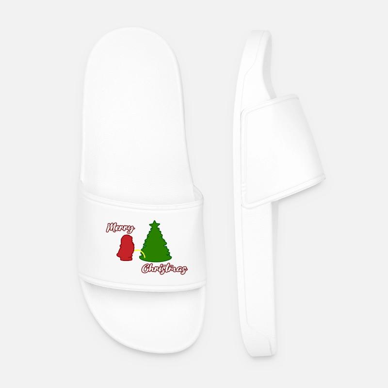 Santa peeing - Christmas Tree - Weihnachtsmann - Männer Badelatschen - Weiß