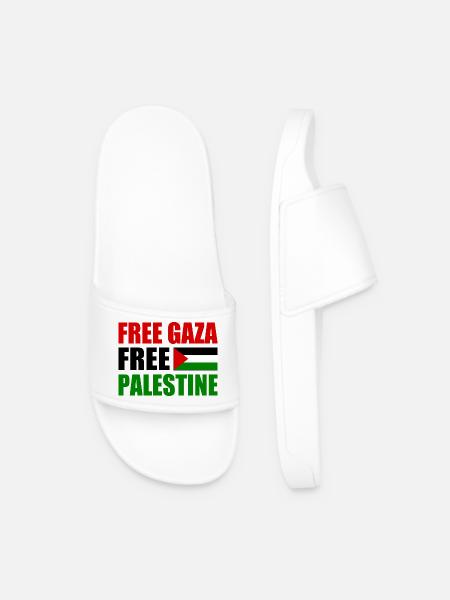Free gaza Free palestine - Men’s Pool Sliders - white