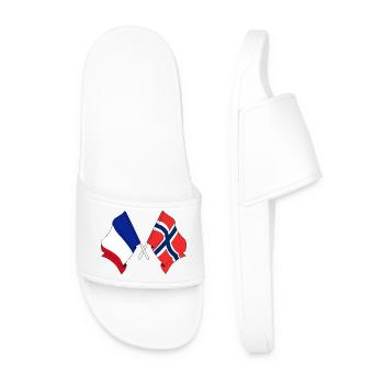Flagge von Frankreich und Flagge Norwegen - Männer Badelatschen - Weiß - Vorne