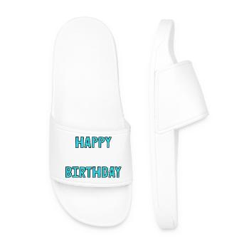 HAPPY BIRTHDAY. HAPPY BIRTHDAY. ANNIVERSARY. - Men’s Pool Sliders - white - Front