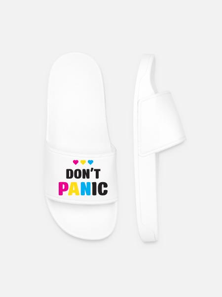 LGBT Pride Month - Don't Panic - Men’s Pool Sliders - white
