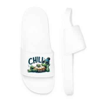 Chill Toad Turtle Cool Chill Gift - Men’s Pool Sliders - white - Front