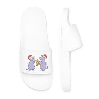 Père Noël Saint-Nicolas Souris Souris Père Noël Fromage - Claquettes Homme - blanc - Devant