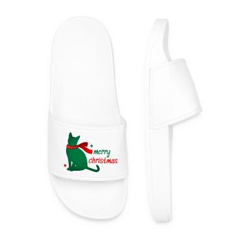 Chat Star Animal Écharpe de Noël 3D Cadeau - Claquettes Homme - blanc - Devant