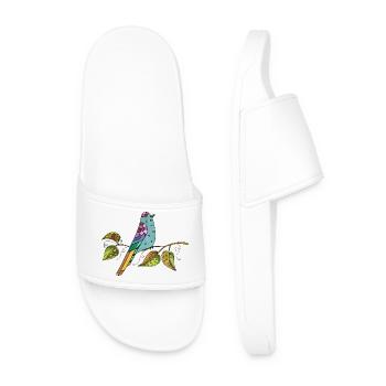 Colorful bird - Men’s Pool Sliders - white - Front