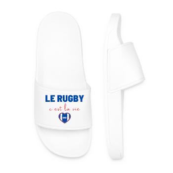 Rugby is life,Rugby,Rugbywoman,Rugbyman - Men’s Pool Sliders - white - Front