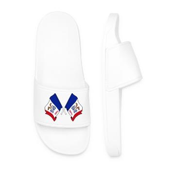 Two flags crossed Iowa - Men’s Pool Sliders - white - Front
