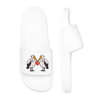 Couple d’oiseaux pélicans amoureux Saint-Valentin - Claquettes Homme - blanc - Devant